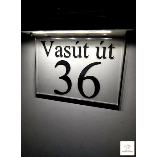 Világító LED-es napelemes házszámtábla