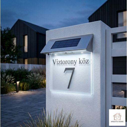 Világító LED-es napelemes házszámtábla