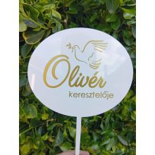 Keresztelő tortadísz fehér plexigalamb