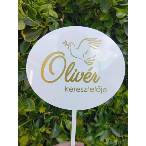 Keresztelő tortadísz fehér plexigalamb