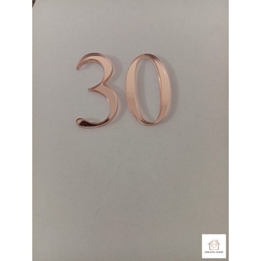 Tükör Rose Gold Születésnapi Tortadísz 30as szám