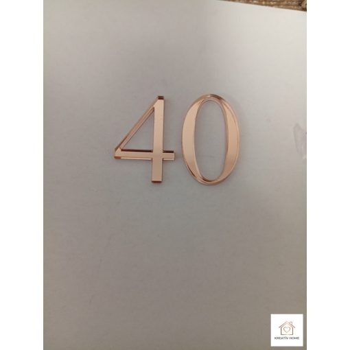 Tükör Rose Gold Születésnapi Tortadísz 40as szám