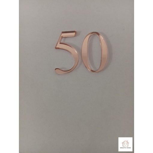 Tükör Rose Gold Születésnapi Tortadísz 50as szám