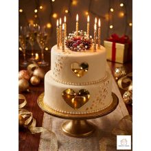 Tükör arany szívecske torta dekoráció 2 db /szett