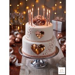 Tükör rosegold szívecske torta dekoráció 2 db /szett